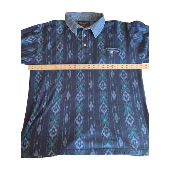 Vintage Wrangler Southwestern Aztec Polo Longsleeve Cowboy Indie Hippie sz XL - Picture 3 of 7